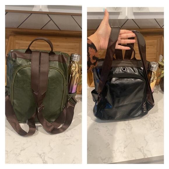 Vegan Leather Backpack One Shoulder Messenger Anti Theft Waterproof Travel main image 5